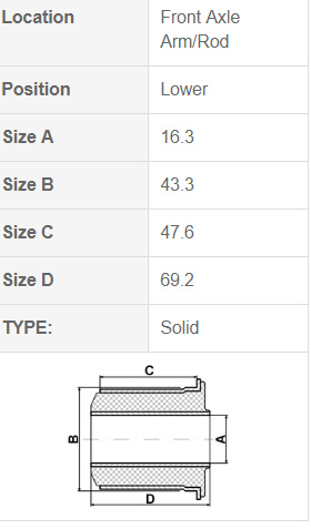 适用于海狮 48061-26050 的丰田悬架衬套 